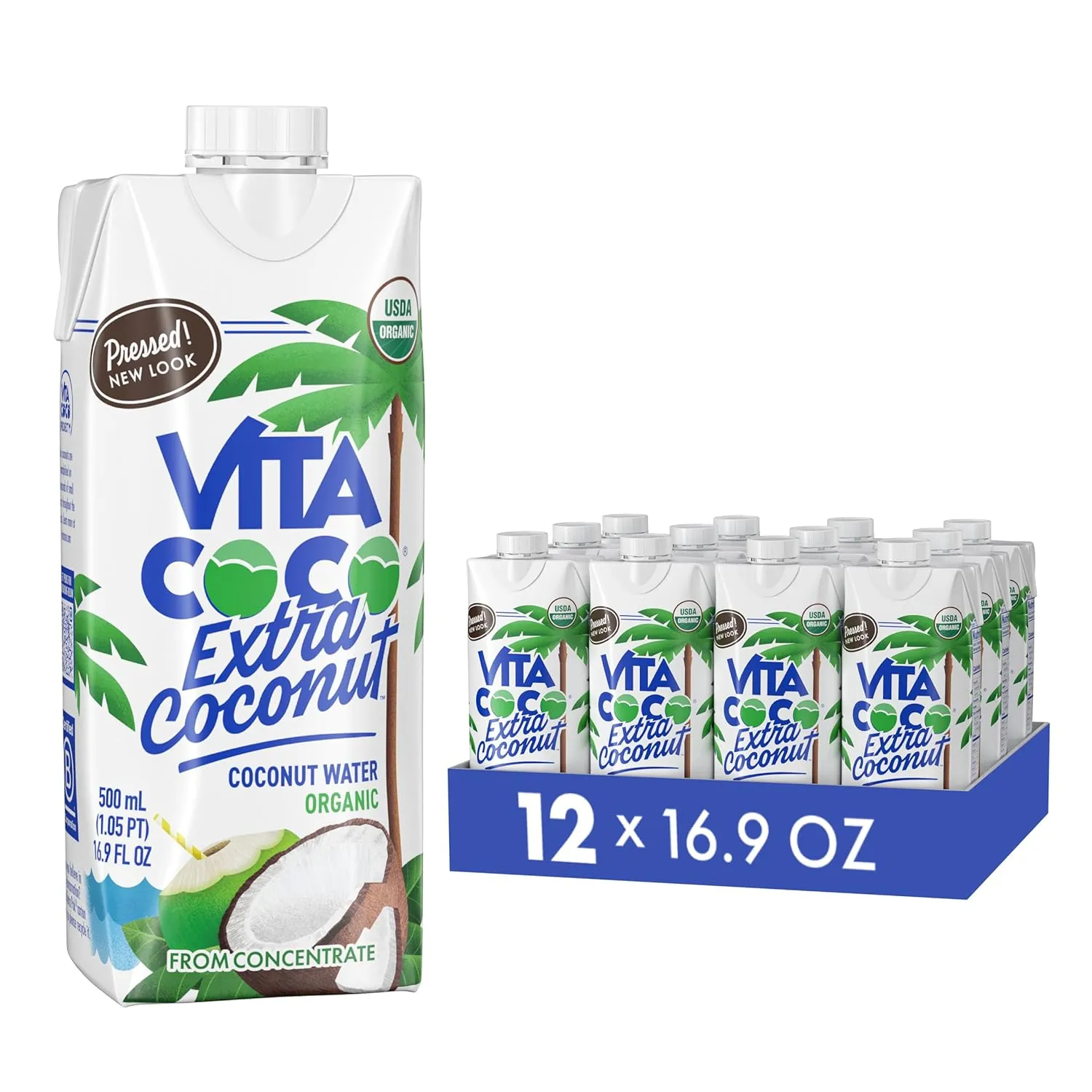 Vita Coco Organic Coconut Water, Pressed, More "Coconutty" Flavor, Natural Electrolytes, Vital Nutrients, 16.9 Fl Oz (Pack of 12)