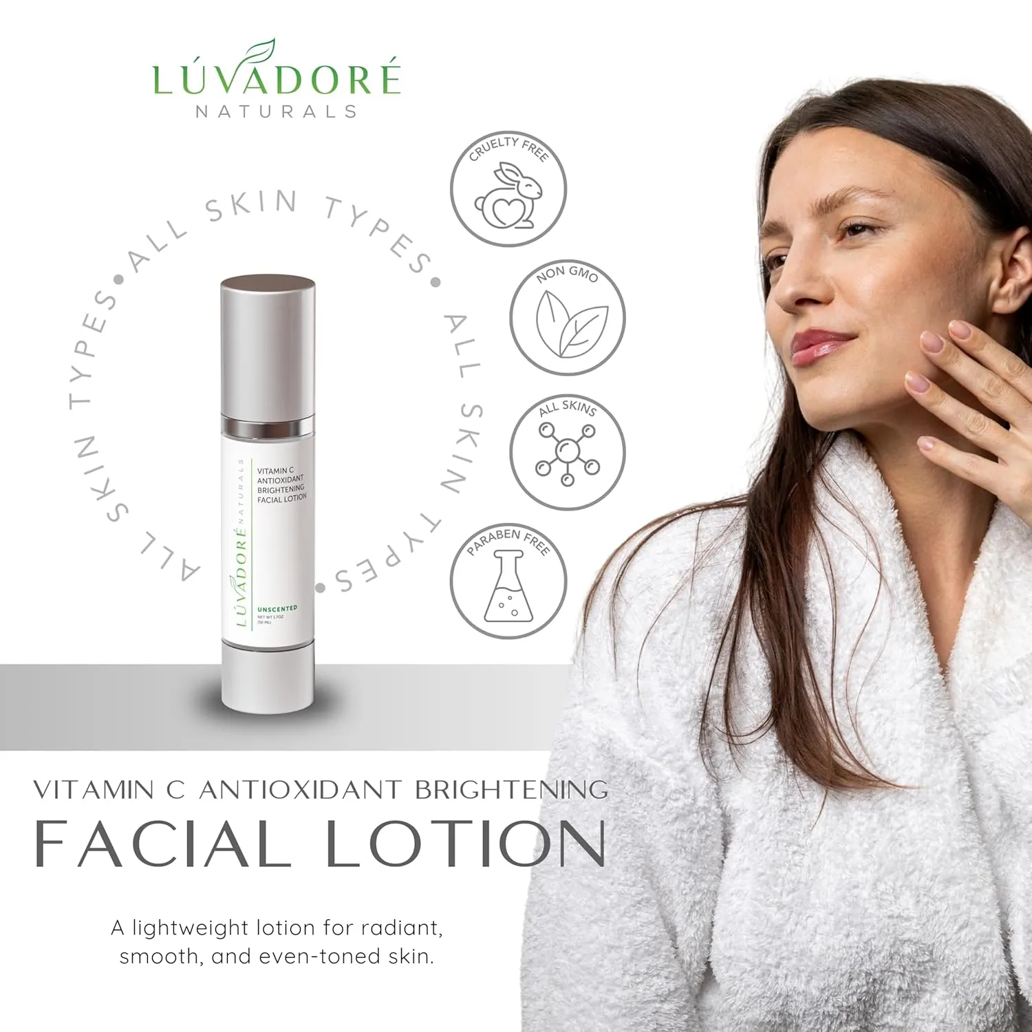 Vitamin C Skin Care Facial Lotion – Antioxidant Cream for Face – Deeply Hydrating Brightening Cream for Dark Spots, Uneven Skin Tone – Anti-Aging and Rejuvenating Formula
