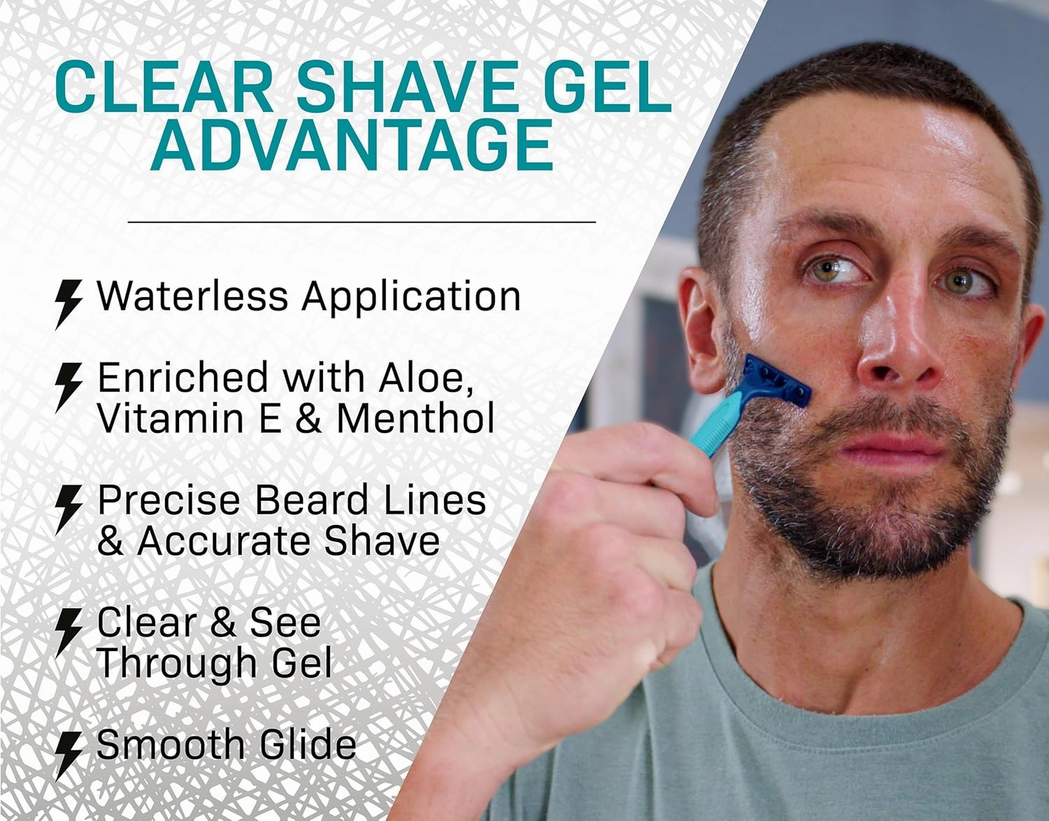VOLT Clear Shave Gel for Men - Transparent Formula with Aloe, Hyaluronic Acid & Vitamin E, Drift Citrus Sea Salt Scent, 5 Oz (150ml) Refillable Aluminum Bottle