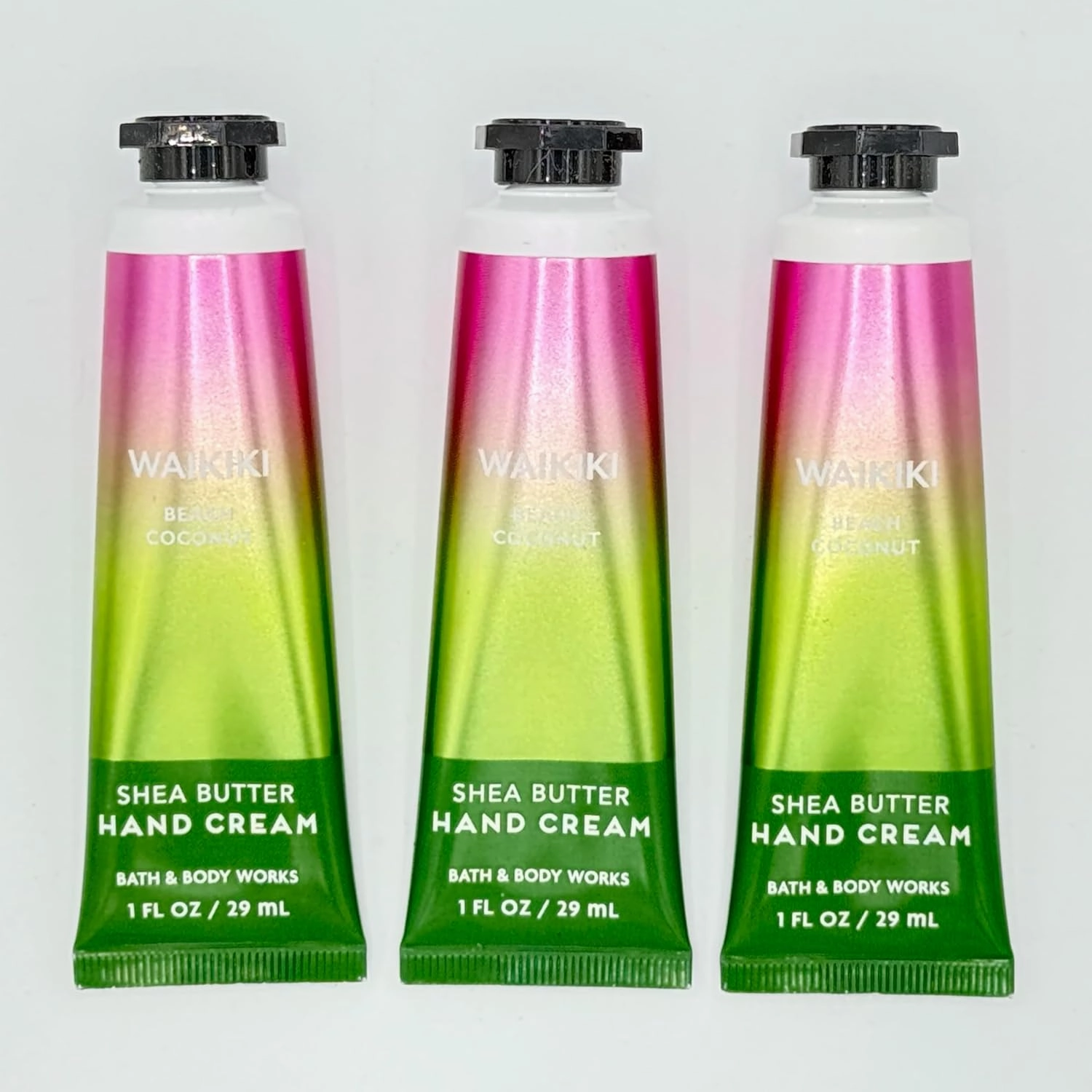 Waikiki Beach Coconut Hand Cream 3-Piece Bath and Body Bundle | Pack of Three Hand Creams (1 fl oz Each)