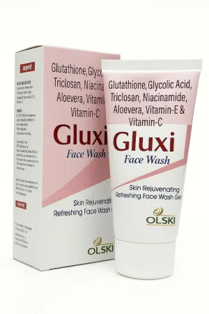 WF Gluxi Face Wash by – Skin Rejuvenating & Refreshing Gel with Glutathione, Niacinamide, Glycolic Acid, Vitamin C & E, Aloe Vera – Brightening & Deep Cleansing for All Skin Types – 60ml