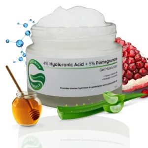 WF Herbals Hyaluronic Acid Gel Moisturizer, 4% HA   5% Pomegranate, with Honey and Aloe Vera, 50ml