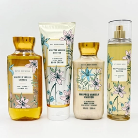 Whipped Vanilla Chiffon 4-Piece Bath Bundle | Shower Gel, Ultra Shea Body Cream, Body Lotion and Fine Fragrance Mist