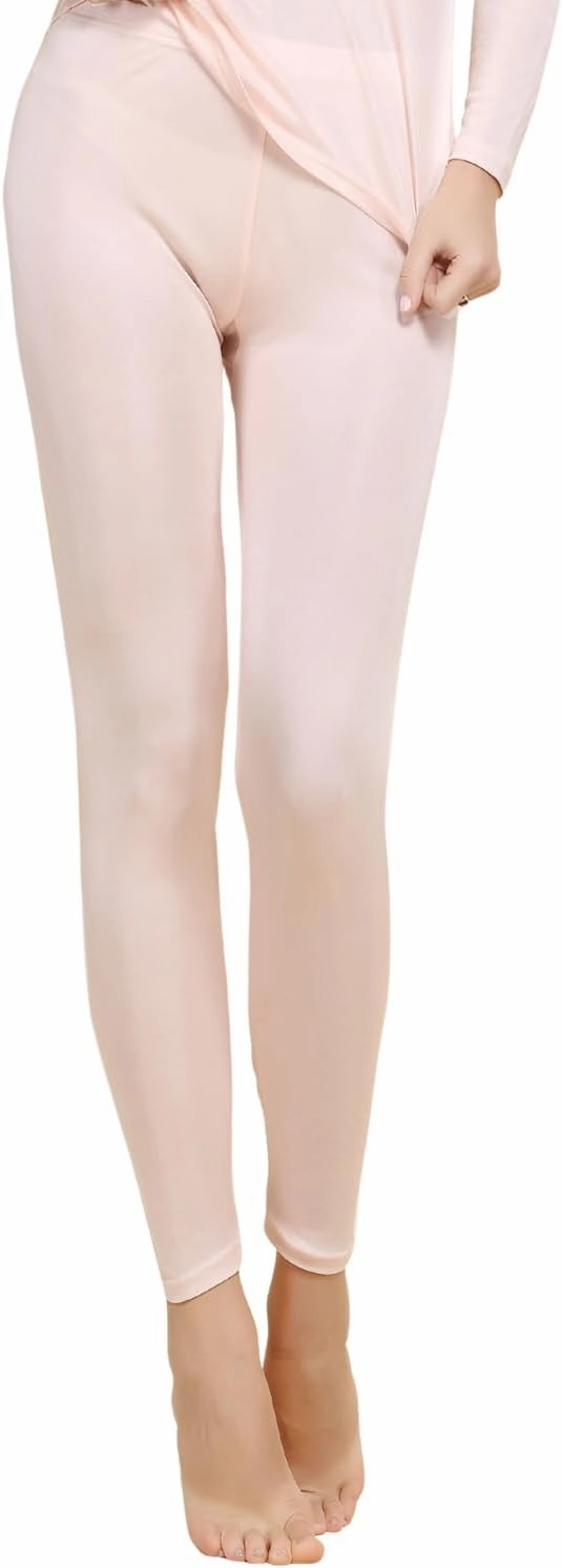 Women Mulberry Silk Thermal Long Johns Underwear Bottom Lightweight Silk Leggings Base Layer Pants