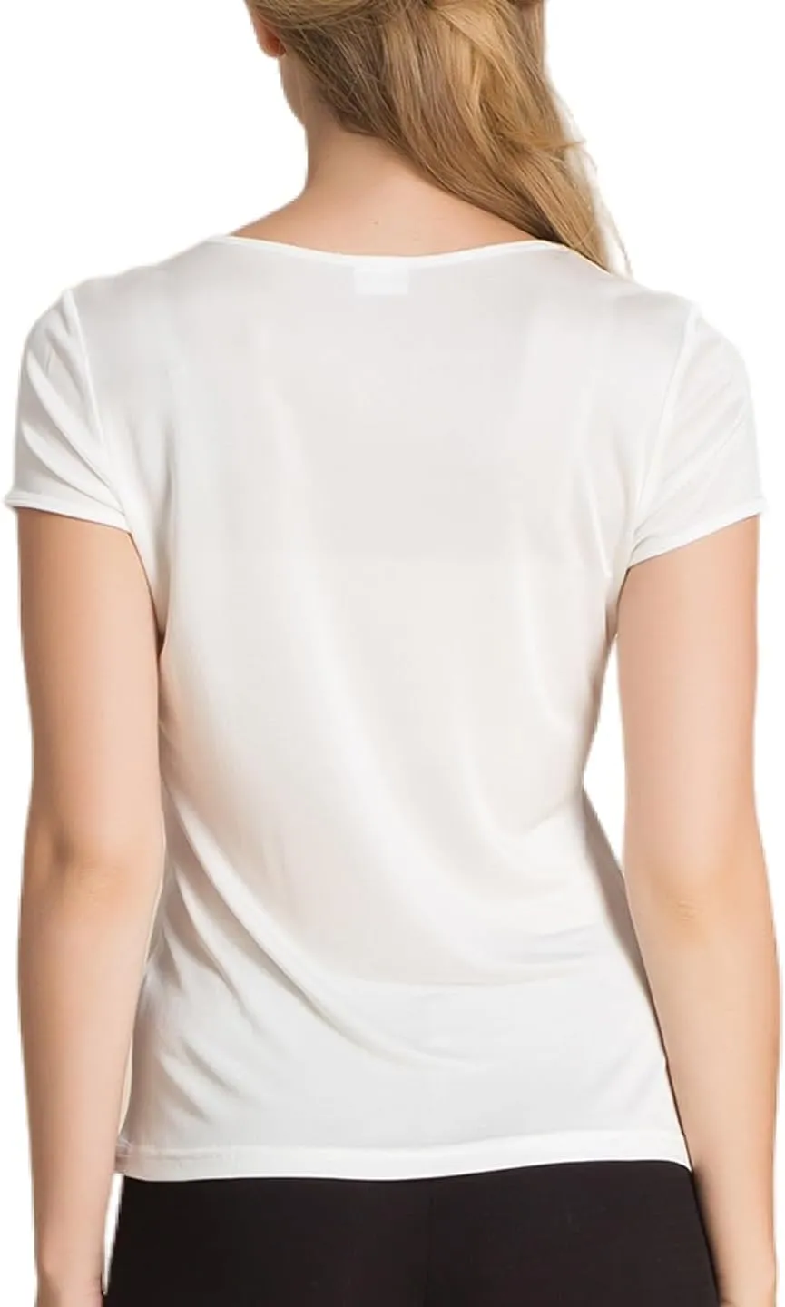 Womens Mulberry Silk T Shirts Basic Crewneck Short sleeve Tee Tops Blouse Summer Casual Solid Tshirts