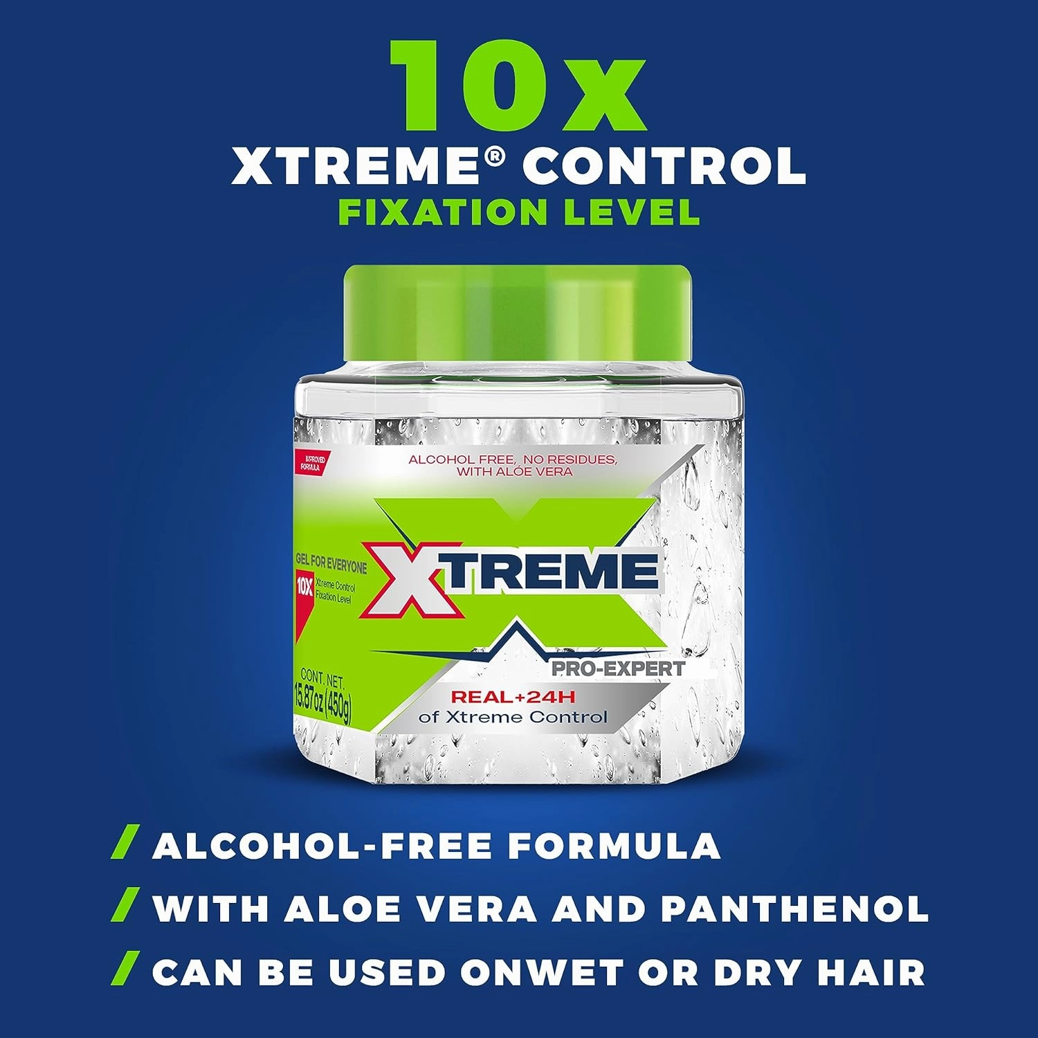 Xtreme Pro-Expert Clear Styling Hair Gel, Alcohol-Free 24-Hours Control With Aloe Vera, 15.87 oz (Pack of 12)