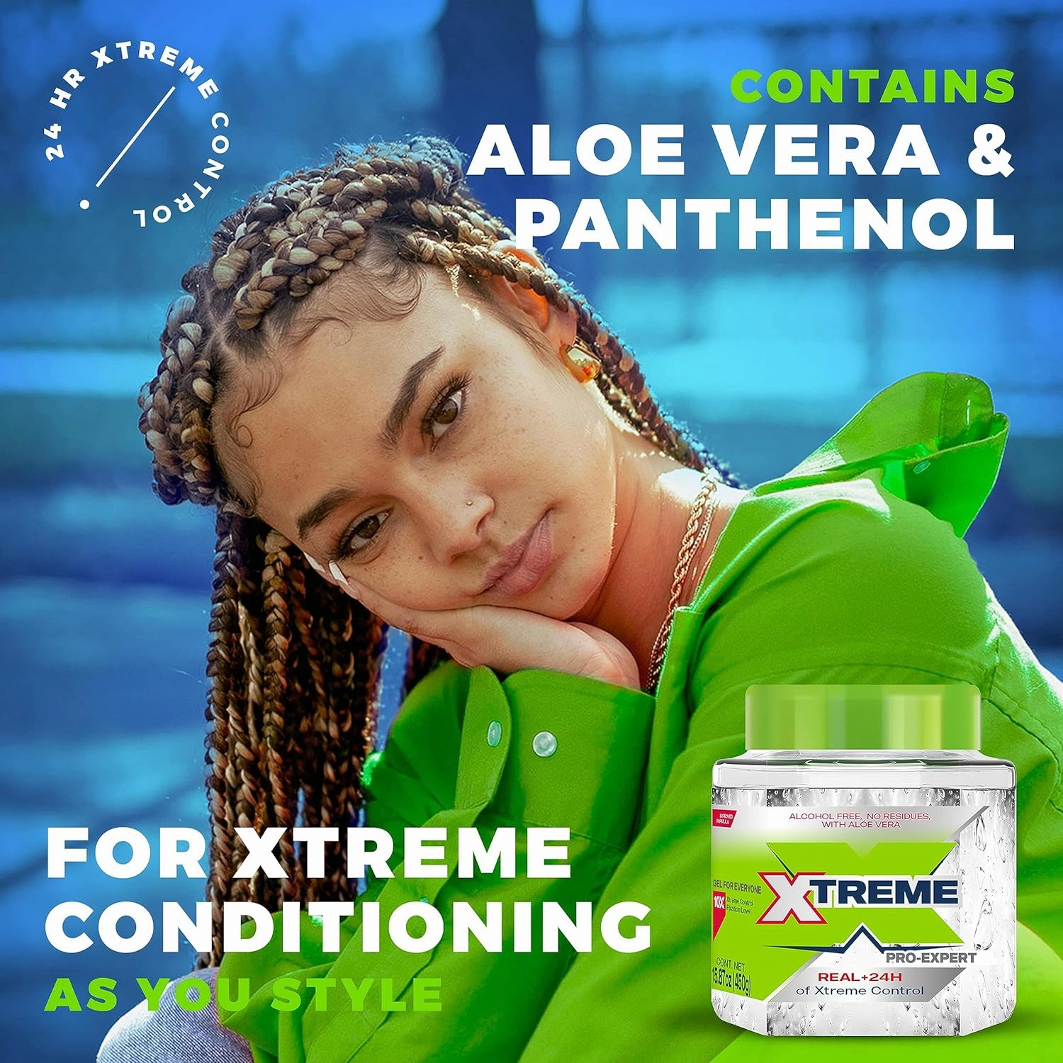 Xtreme Pro-Expert Clear Styling Hair Gel, Alcohol-Free 24-Hours Control With Aloe Vera, 15.87 oz (Pack of 12)