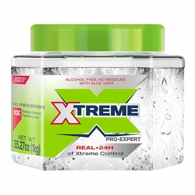 Xtreme Pro-Expert Clear Styling Hair Gel, Alcohol-Free 24-Hours Control With Aloe Vera, 35.27 oz Jar (Pack of 6)