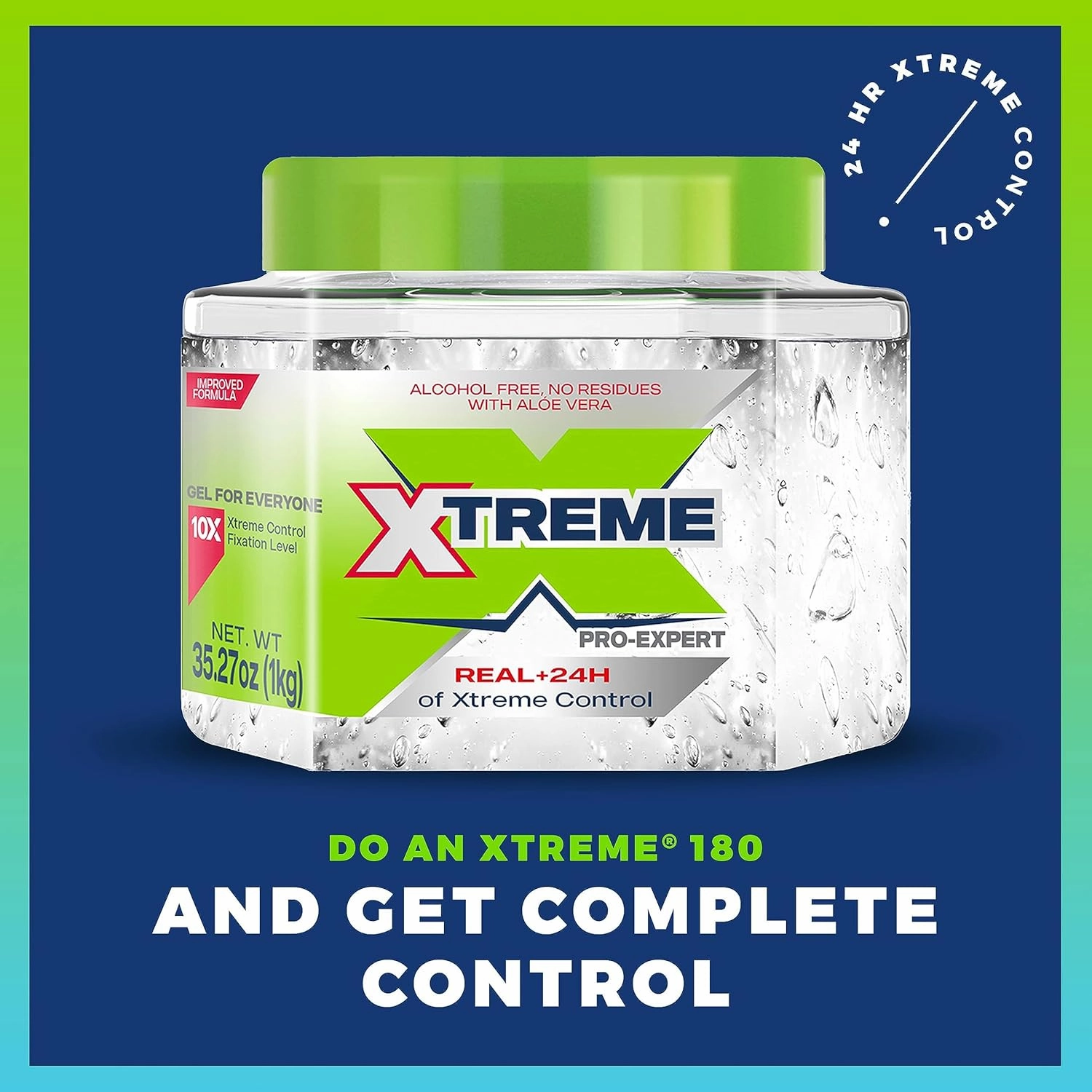 Xtreme Pro-Expert Clear Styling Hair Gel, Alcohol-Free 24-Hours Control With Aloe Vera, 35.27 oz Jar (Pack of 6)