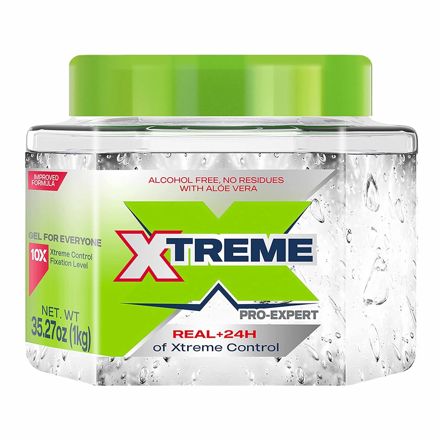 Xtreme Pro-Expert Clear Styling Hair Gel, Alcohol-Free 24-Hours Control With Aloe Vera, 35.27 oz Jar (Pack of 6)