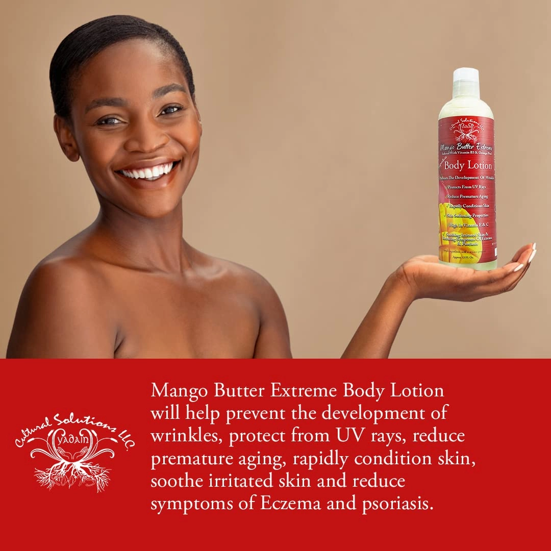 Yadain Mango Butter Extreme Body Lotion With Vitamin B3 & Orange Peel | Moisturizing Body Lotion For Sensitive Skin & Hydration with UV Protection, 12oz