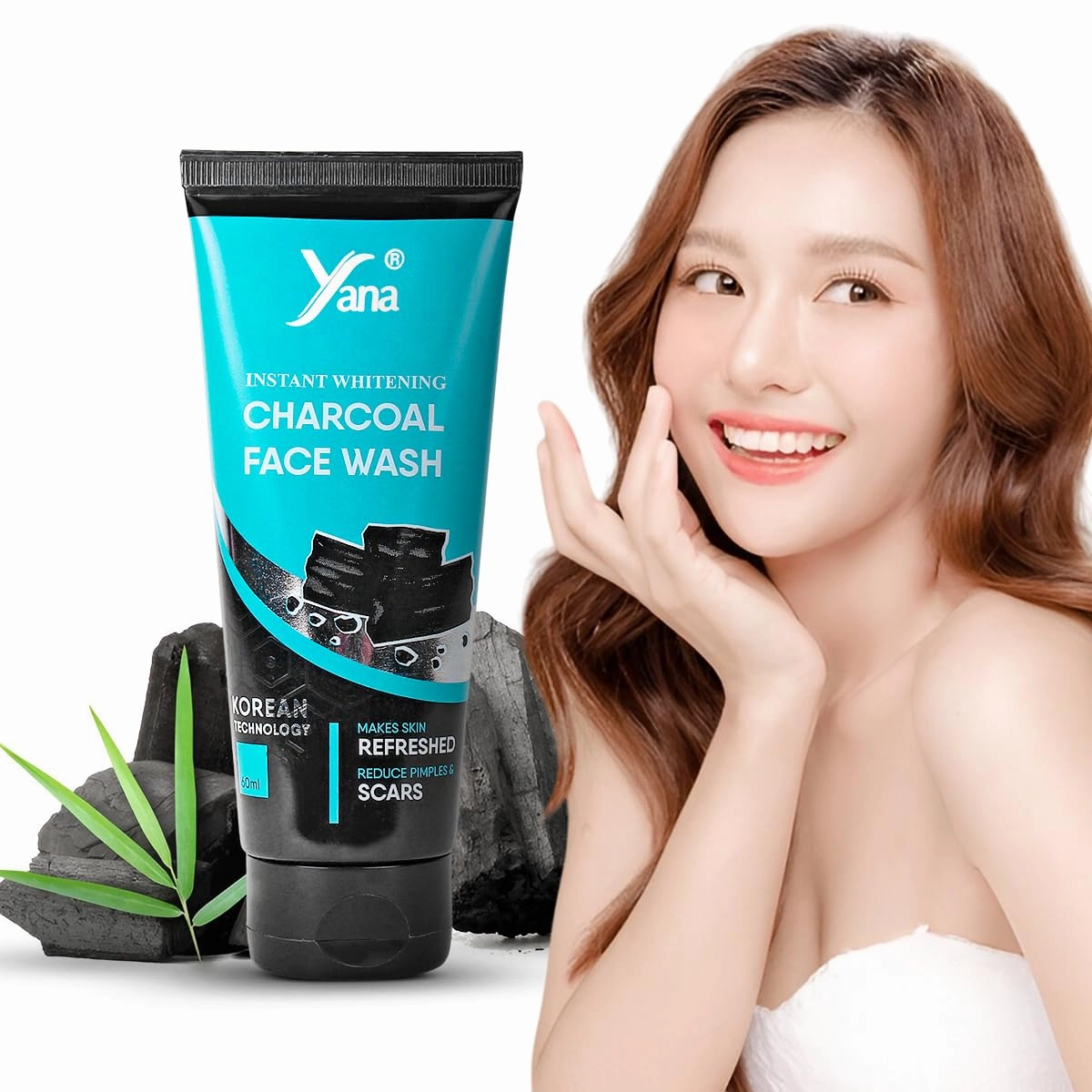 Yana Charcoal Face Wash travel size & Cleanser for Women By Korean Technoloy | Charcoal Face Wash Scrub | Side-effect Free