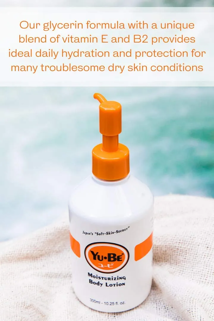 Yu-Be Hand & Body Lotion Deeply Hydrating Moisturizer Pump Bottle for Extra-Dry Skin - Day & Night Daily Moisturizing Skin Cream | Good For Cracked Heels I Non-Greasy - 10.25 Fl. Oz.