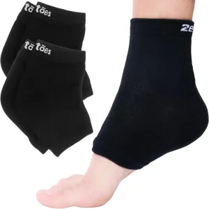 ZenToes Moisturizing Socks for Cracked Heel Treatment - Vitamin E, Olive Oil and Jojoba Oil Infused Heel Socks to Soften and Hydrate (Cotton Black, Wide Width)