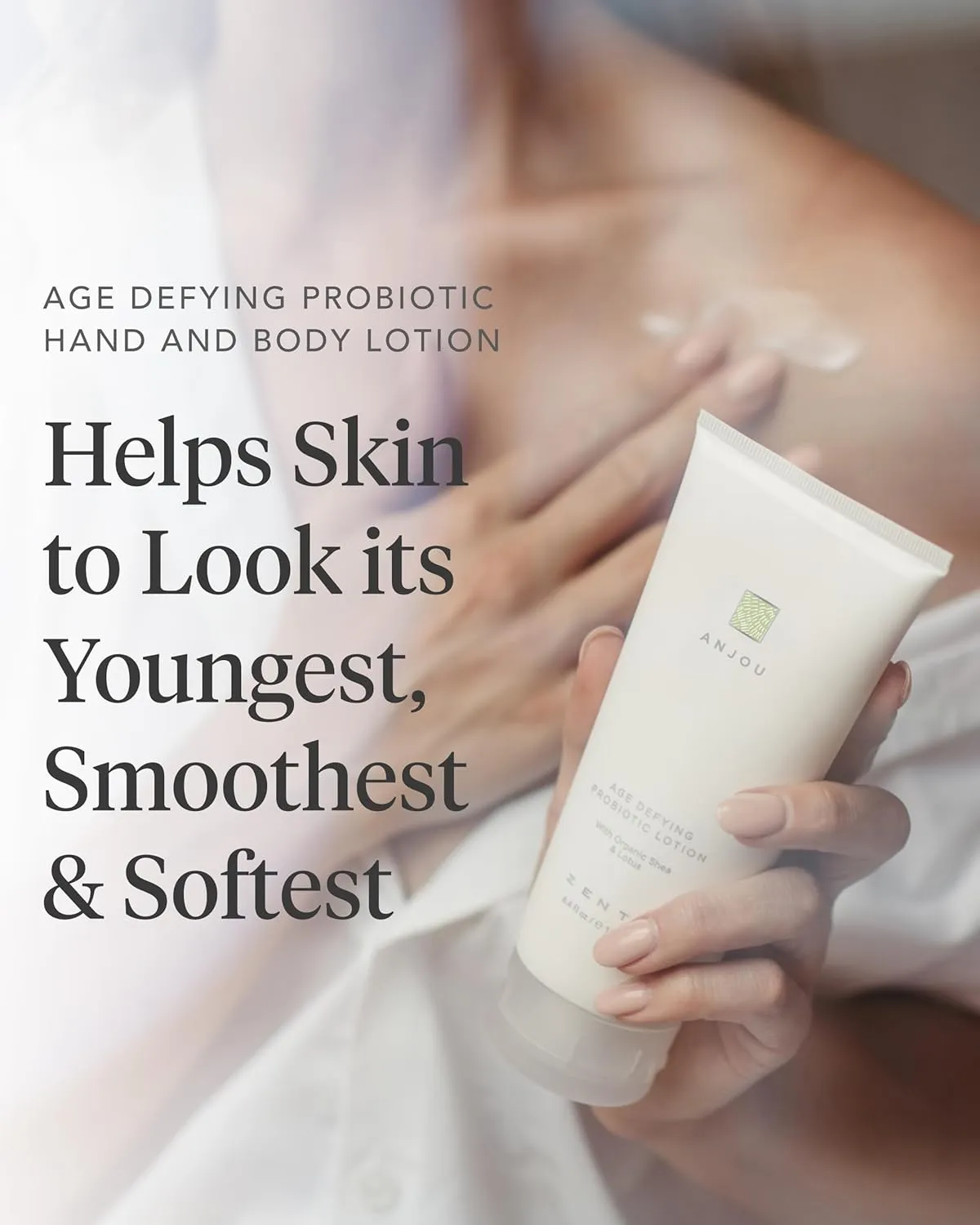 Zents Age-Defying Probiotic Body & Hand Lotion (Anjou) | Moisturizing Lotion with Hyaluronic Acid & Organic Shea Butter | Nourishes & Hydrates Skin | 6.4 fl oz