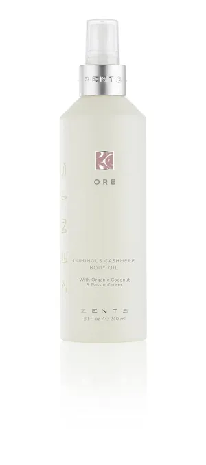 Zents Luminous Cashmere Body Oil (Ore Fragrance) | Moisturizing Body Oil with Vitamin E & Organic Coconut Oil | Softens & Smooths Skin | 8 fl oz